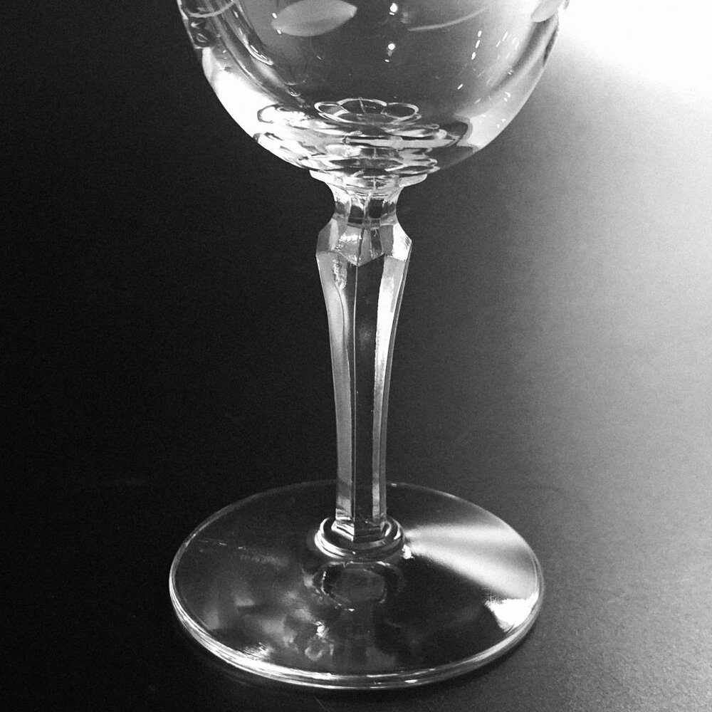 Libbey Windswept Water Wine Glasses 7" botanical leaves 8oz vtg midcentury cockt - Picture 3 of 8